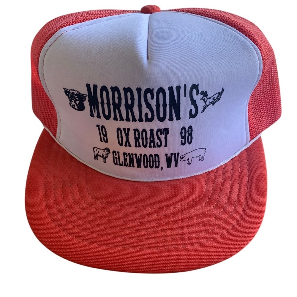 Vintage 1998 Morrison’s Ox Roast Glenwood West Virginia Mesh Trucker Hat 90s